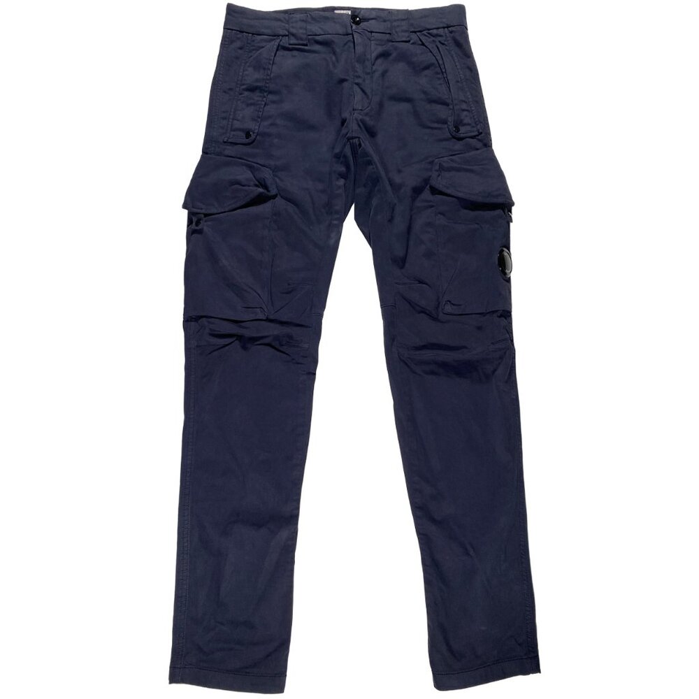 C.P. Company Ergonomic Cargo Goggle Pant Satin Stretch Navy mens size 30x32.5